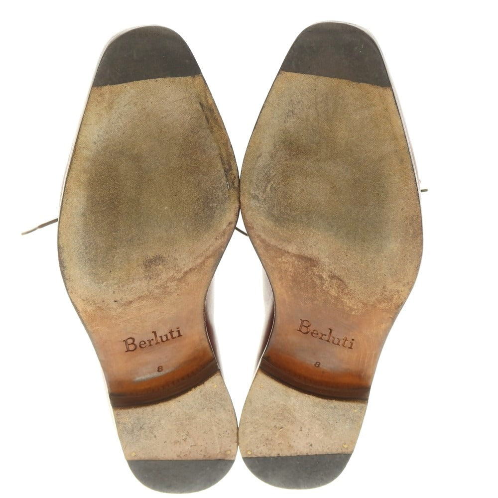 【中古】ベルルッティ Berluti アレッサンドロ ホールカット ドレスシューズ ブラウンレッド【 8 】【 状態ランクC 】【 メンズ 】