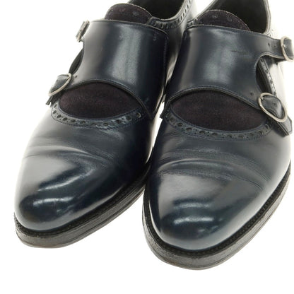 【中古】デュカル Ducal コンビ ダブルモンク ドレスシューズ ネイビー【 40 】【 状態ランクB 】【 メンズ 】