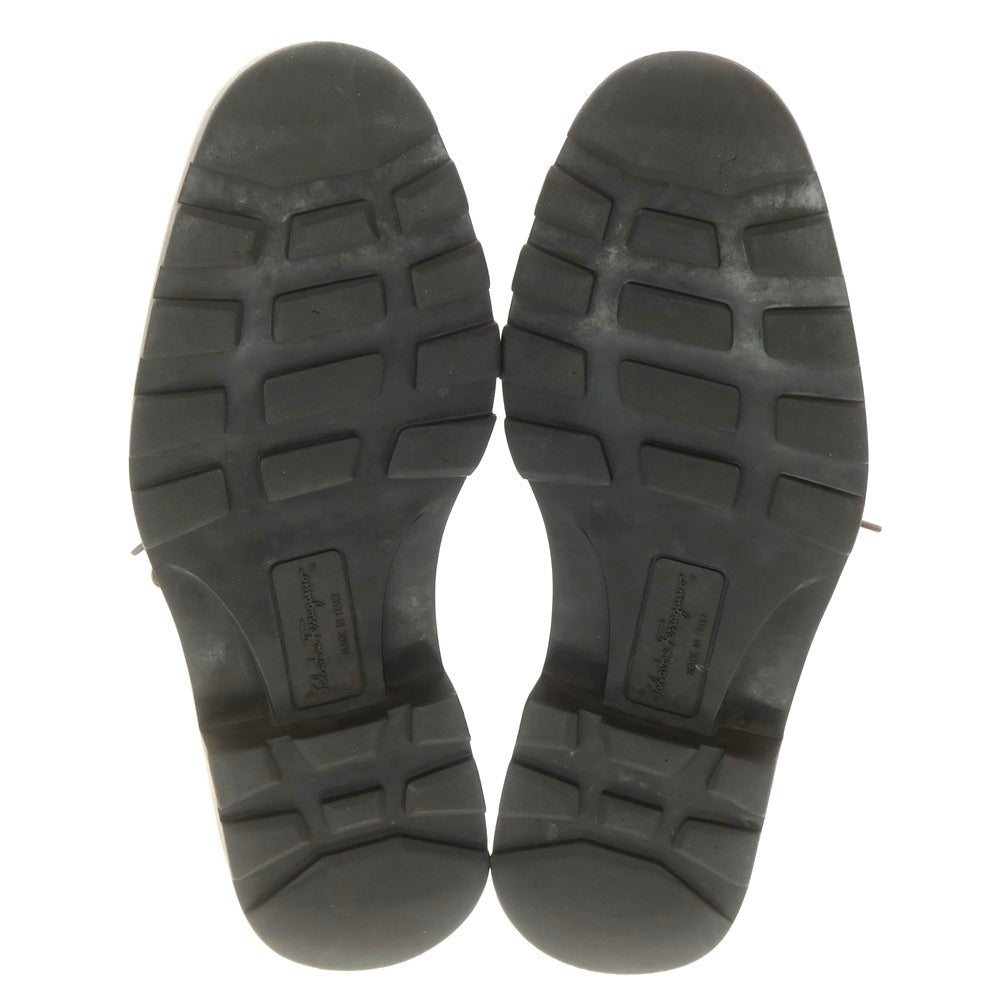 【中古】サルヴァトーレフェラガモ Salvatore Ferragamo 型押しレザー ダービーシューズ ブラウン【 7 1/2EE 】【 状態ランクB 】【 メンズ 】