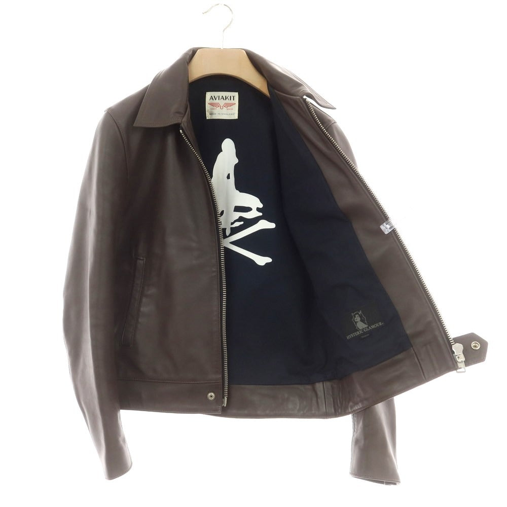 【中古】ヒステリックグラマー HYSTERIC GLAMOUR ×Lewis Leathers レザー ライダースジャケット ブラウン【 M 】【 状態ランクC 】【 メンズ 】