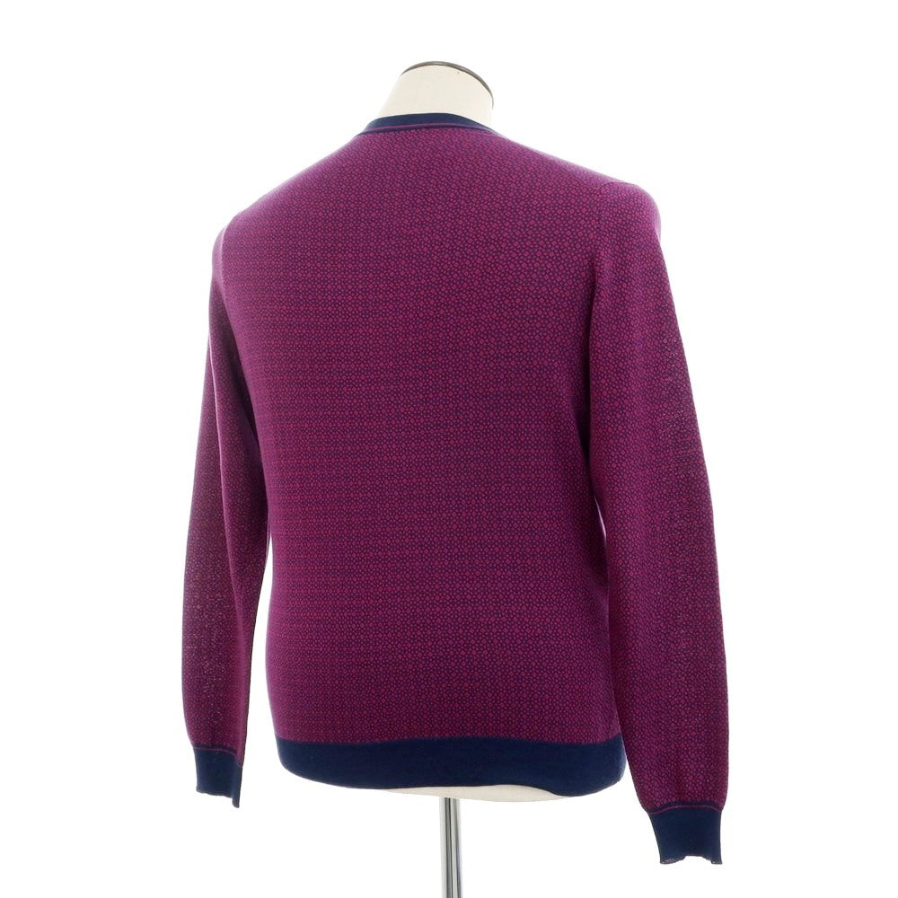 [Used] Drumohr high gauge cotton knit cardigan, pink purple x navy [48] [Condition: C] [Men&