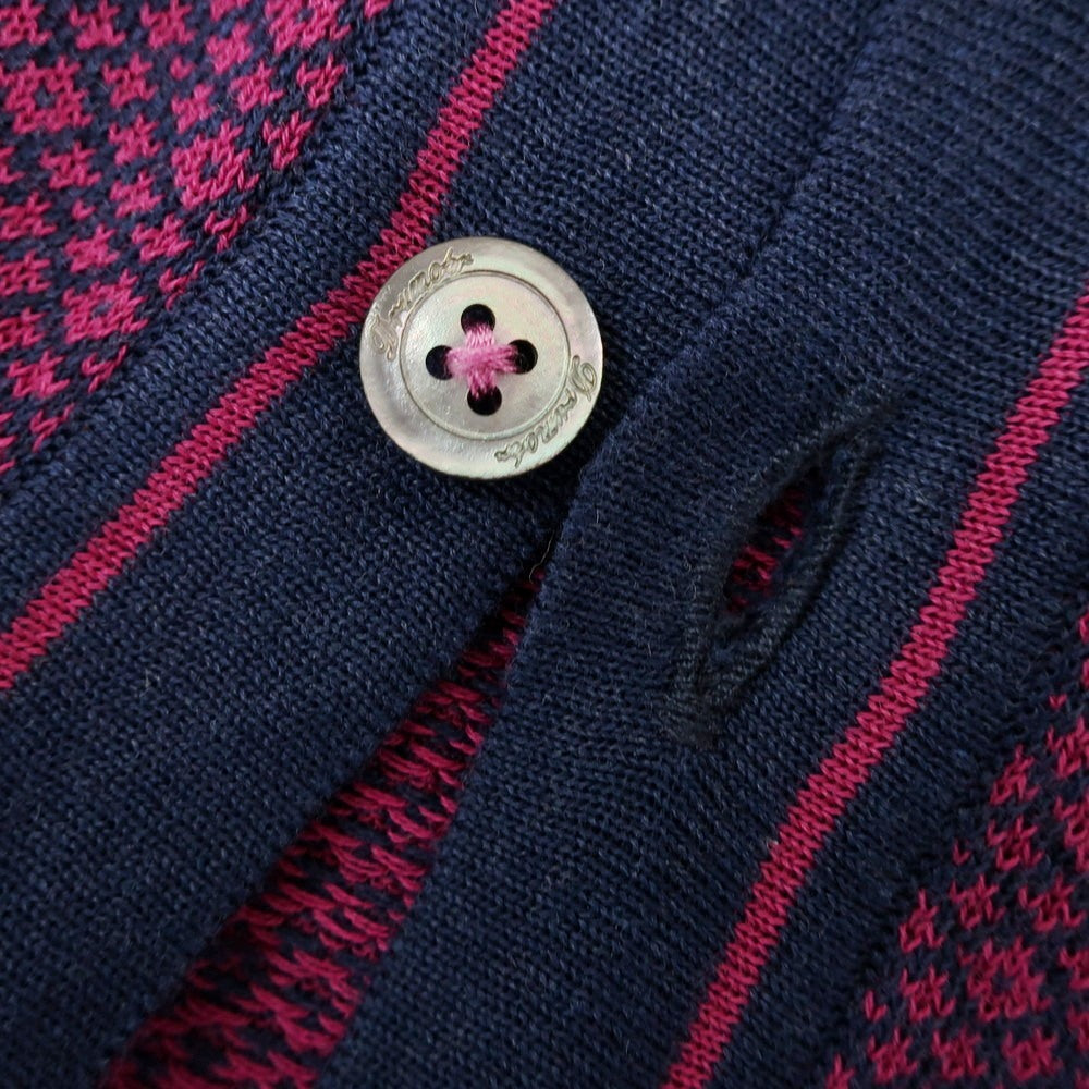 [Used] Drumohr high gauge cotton knit cardigan, pink purple x navy [48] [Condition: C] [Men&