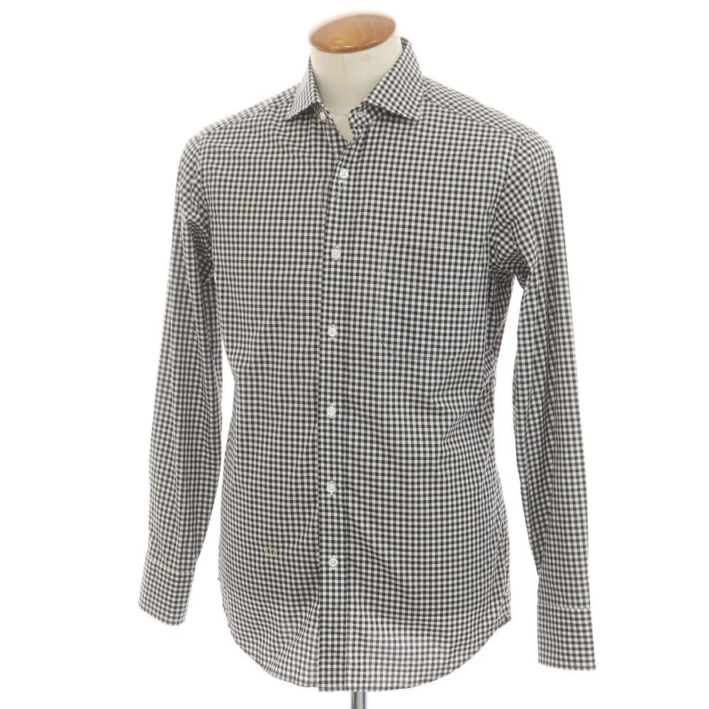 [Used] Psycho Bunny International Gallery BEAMS special order cotton gingham check wide collar casual shirt black x white [M] [Condition rank B] [Men&