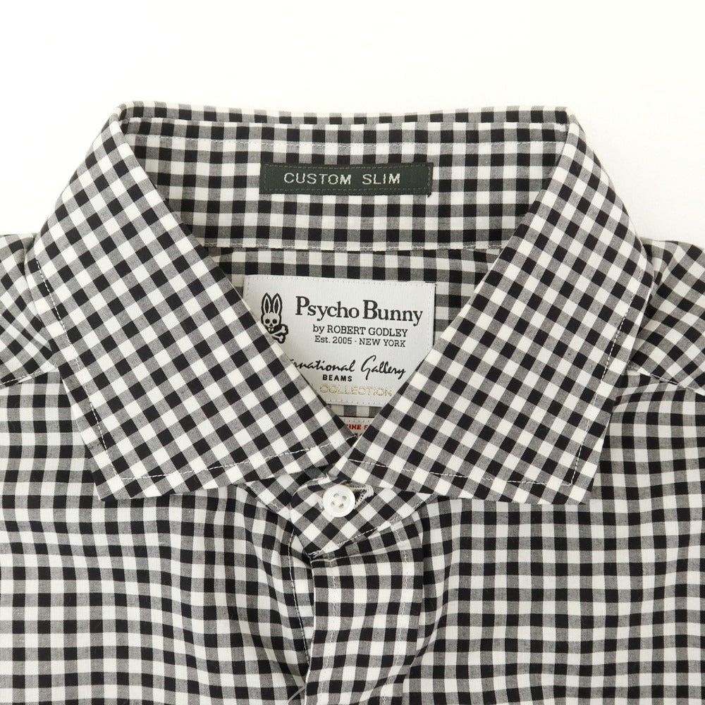 [Used] Psycho Bunny International Gallery BEAMS special order cotton gingham check wide collar casual shirt black x white [M] [Condition rank B] [Men&
