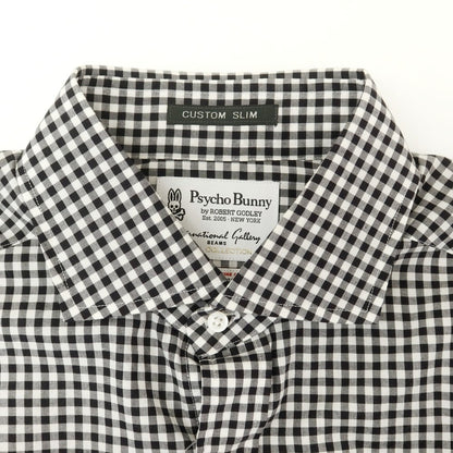 [Used] Psycho Bunny International Gallery BEAMS special order cotton gingham check wide collar casual shirt black x white [M] [Condition rank B] [Men&