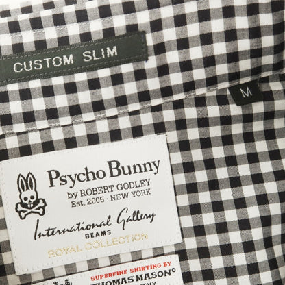 [Used] Psycho Bunny International Gallery BEAMS special order cotton gingham check wide collar casual shirt black x white [M] [Condition rank B] [Men&