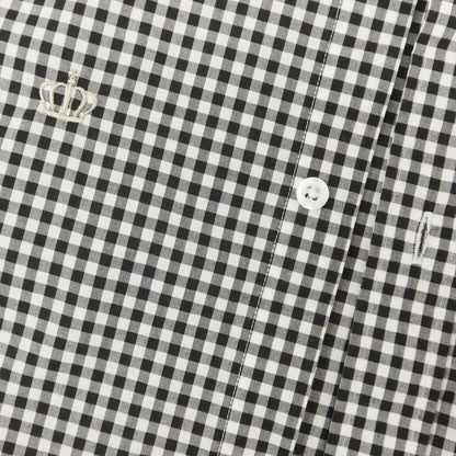 [Used] Psycho Bunny International Gallery BEAMS special order cotton gingham check wide collar casual shirt black x white [M] [Condition rank B] [Men&