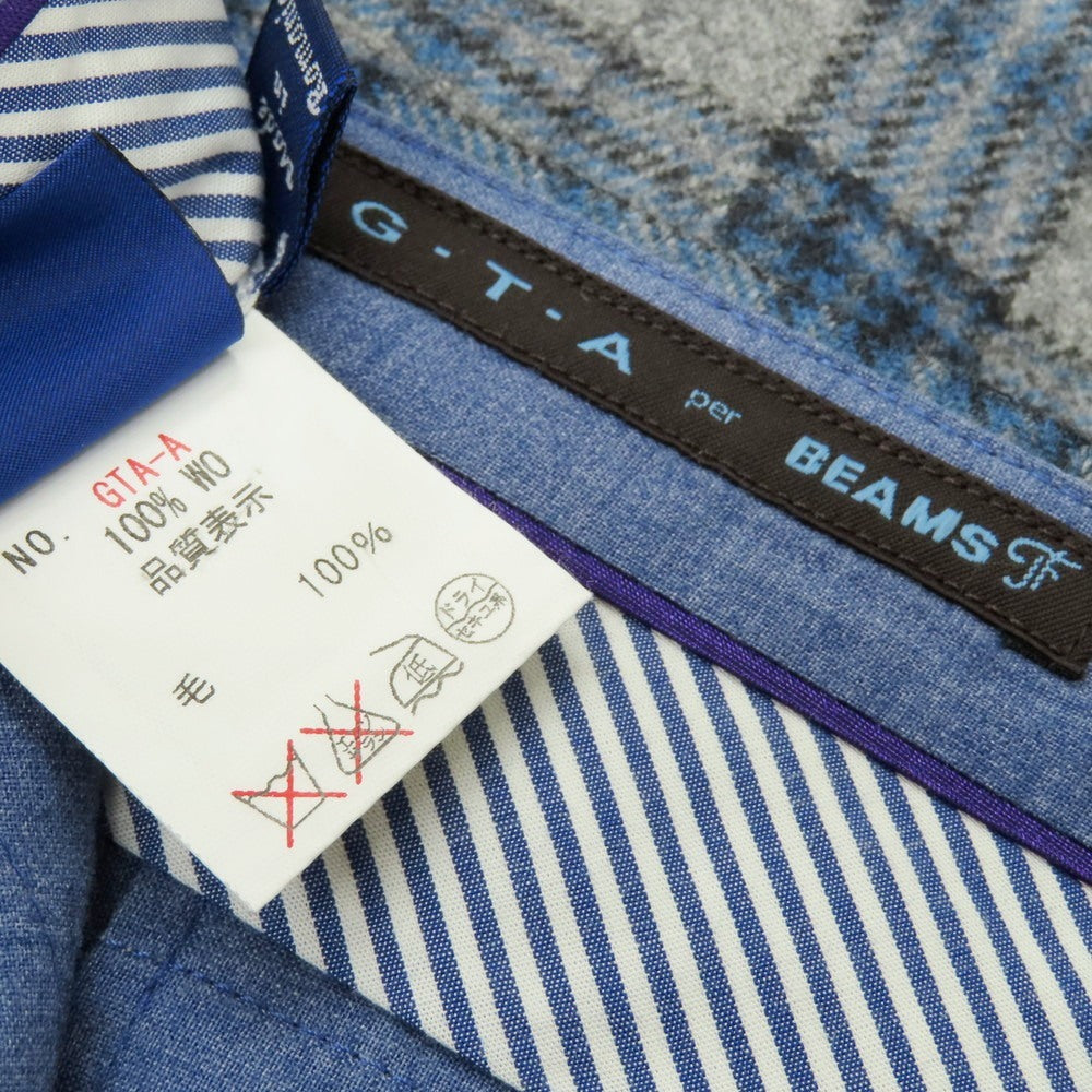 【中古】ジーティーアー G.T.A BEAMS F別注 ウール チェック ドレススラックスパンツ グレー【サイズ46】【 状態ランクB 】【 メンズ 】 [CPD]