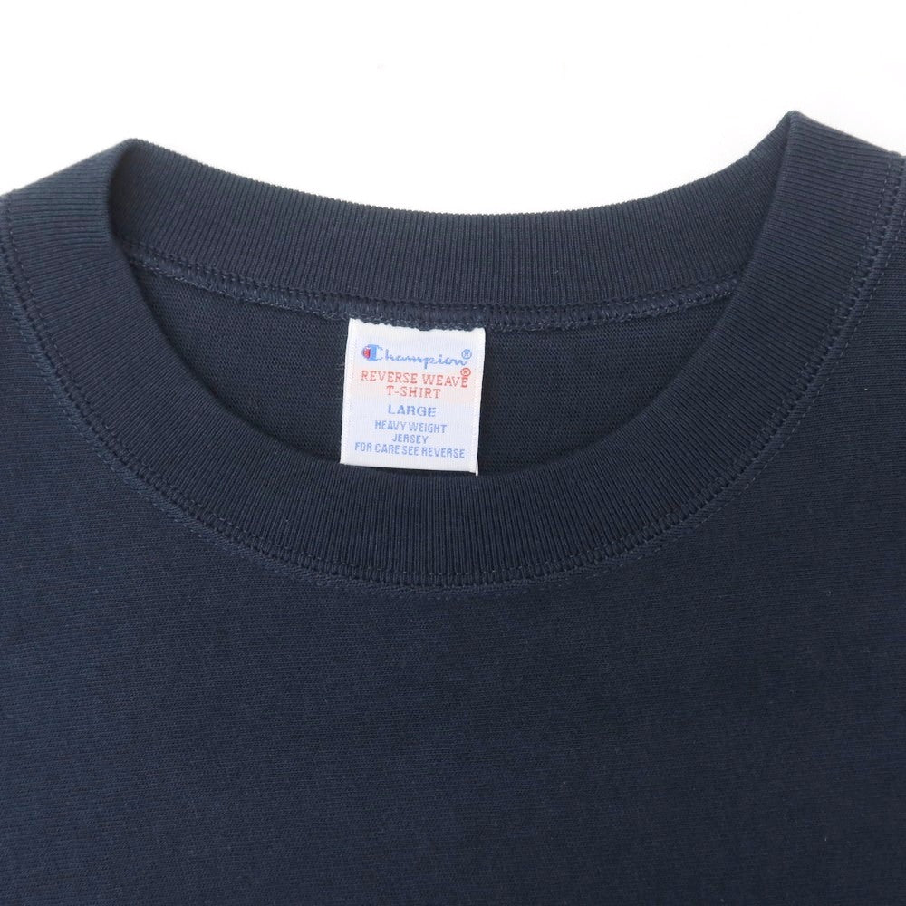 [Used] Champion Cotton Reverse Weave Crew Neck Short Sleeve T-Shirt Navy [L] [Condition Rank A] [Men&