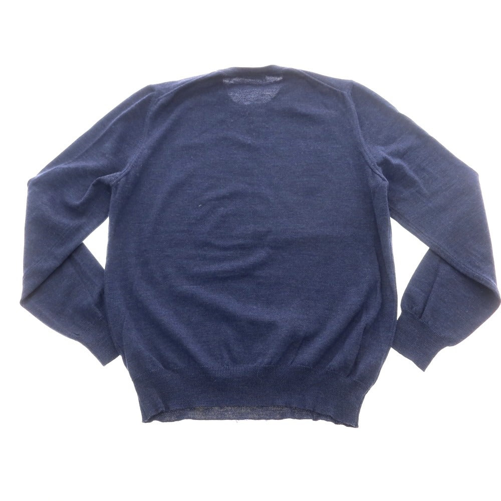 【中古】グランサッソ GRAN SASSO ハイゲージ ウール クルーネック プルオーバーニット ネイビー【 48 】【 状態ランクC 】【 メンズ 】