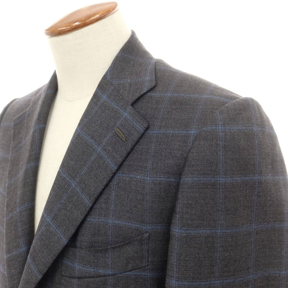 【中古】イザイア ISAIA ウール130’s チェック テーラードジャケット グレーxブルー【 46 】【 状態ランクC 】【 メンズ 】