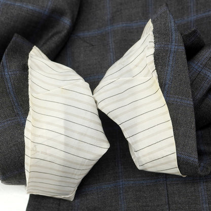 【中古】イザイア ISAIA ウール130’s チェック テーラードジャケット グレーxブルー【 46 】【 状態ランクC 】【 メンズ 】