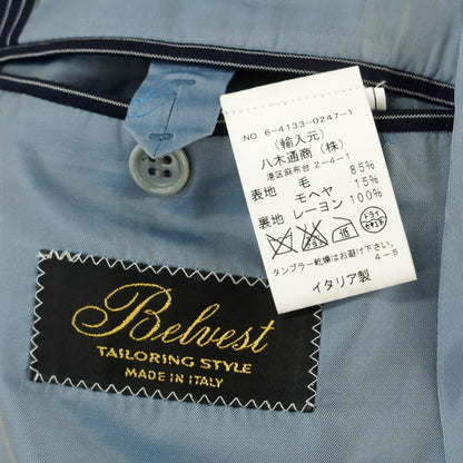【中古】ベルベスト Belvest ウールモヘヤ ストライプ 3つボタンスーツ ダークネイビーxホワイト【 44 】【 状態ランクC 】【 メンズ 】