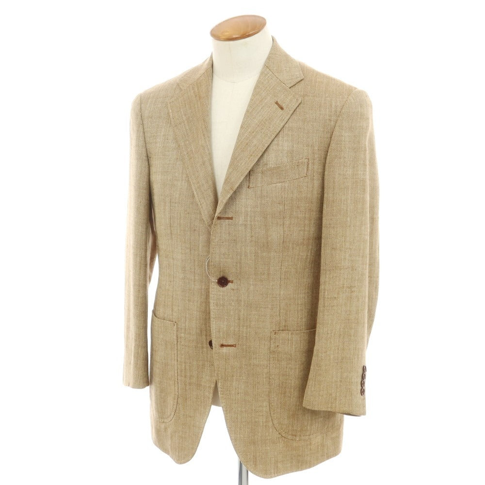 【中古】ポールスチュアート PAUL STUART シルクリネンウール テーラードジャケット ブラウンxオフホワイト【 46 】【 状態ランクB 】【 メンズ 】