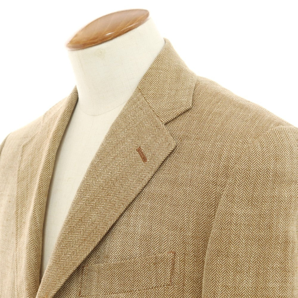 【中古】ポールスチュアート PAUL STUART シルクリネンウール テーラードジャケット ブラウンxオフホワイト【 46 】【 状態ランクB 】【 メンズ 】