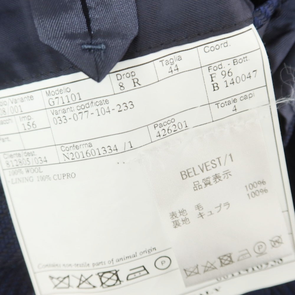【中古】ベルベスト Belvest ウール テーラードジャケット ネイビー【サイズ44】【 状態ランクB 】【 メンズ 】[EPD]