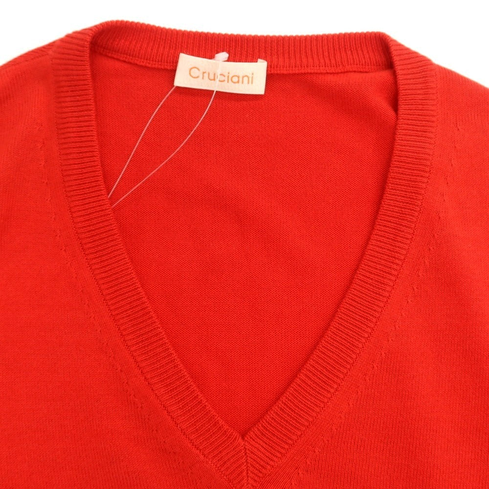 [Used] CRUCIANI High Gauge Cotton V-neck Pullover Knit Red [46] [Condition Rank B] [Men&