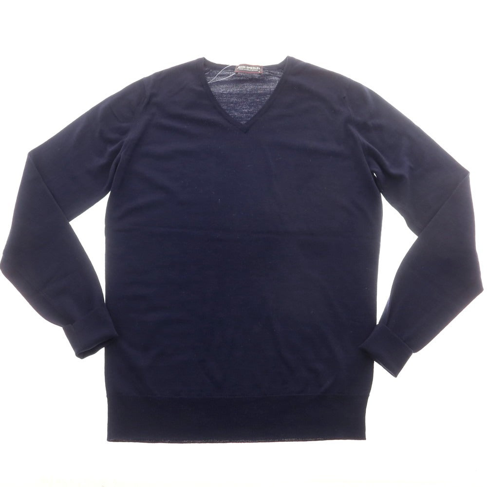 【中古】ジョンスメドレー JOHN SMEDLEY ハイゲージ ウール Vネック プルオーバーニット ネイビー【 S 】【 状態ランクB 】【 メンズ 】