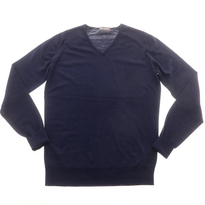 【中古】ジョンスメドレー JOHN SMEDLEY ハイゲージ ウール Vネック プルオーバーニット ネイビー【 S 】【 状態ランクB 】【 メンズ 】