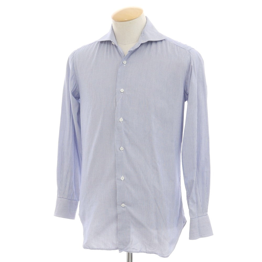 [Used] ORIAN Cotton Striped Horizontal Collar Dress Shirt Blue x White [37] [Condition Rank C] [Men&