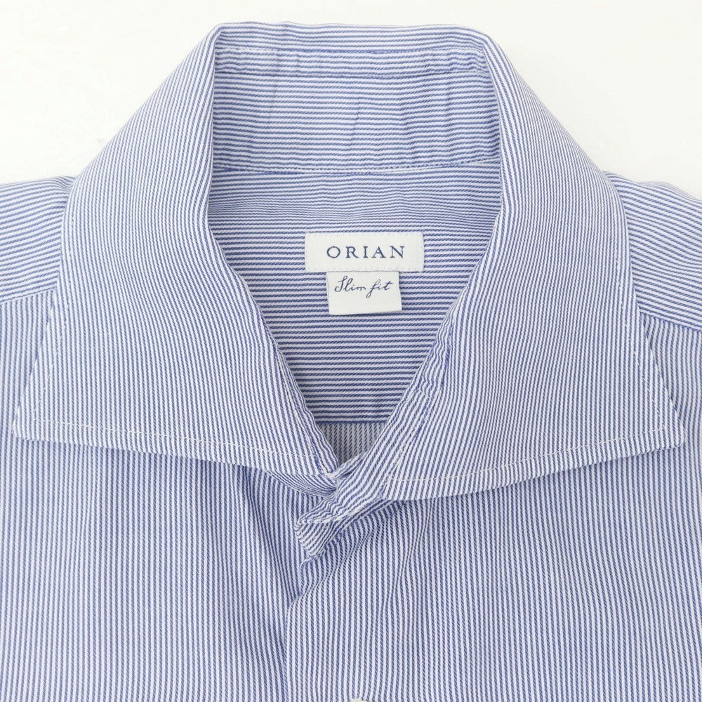 【中古】オリアン ORIAN コットン ストライプ ホリゾンタルカラー ドレスシャツ ブルーxホワイト【 37 】【 状態ランクC 】【 メンズ 】 [DPD]