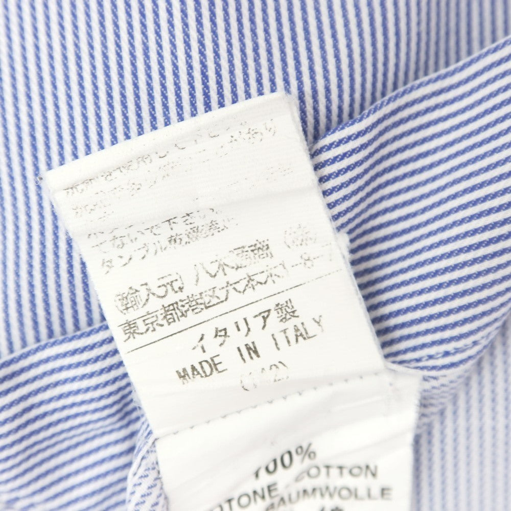 【中古】オリアン ORIAN コットン ストライプ ホリゾンタルカラー ドレスシャツ ブルーxホワイト【 37 】【 状態ランクC 】【 メンズ 】 [DPD]
