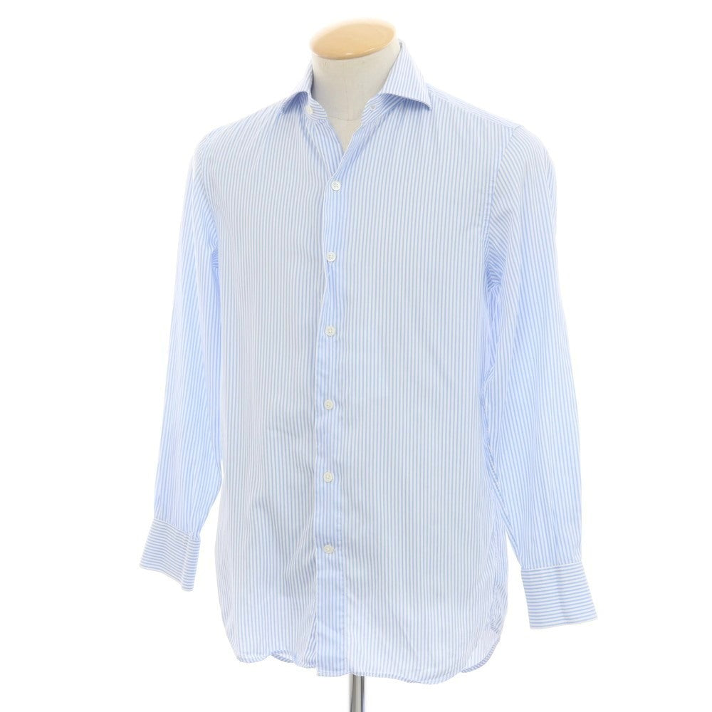 [Used] Italstyle ITAL STYLE Cotton Striped Wide Collar Dress Shirt Light Blue x White [38] [Condition Rank C] [Men&