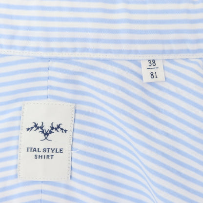 [Used] Italstyle ITAL STYLE Cotton Striped Wide Collar Dress Shirt Light Blue x White [38] [Condition Rank C] [Men&