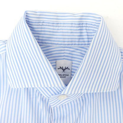 [Used] Italstyle ITAL STYLE Cotton Striped Wide Collar Dress Shirt Light Blue x White [38] [Condition Rank C] [Men&