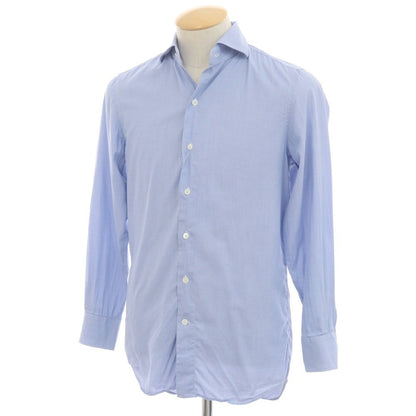 [Used] Italstyle Cotton Houndstooth Wide Collar Dress Shirt Blue [37] [Condition Rank C] [Men&