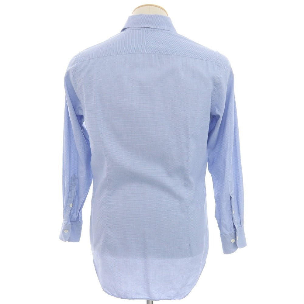 [Used] Italstyle Cotton Houndstooth Wide Collar Dress Shirt Blue [37] [Condition Rank C] [Men&