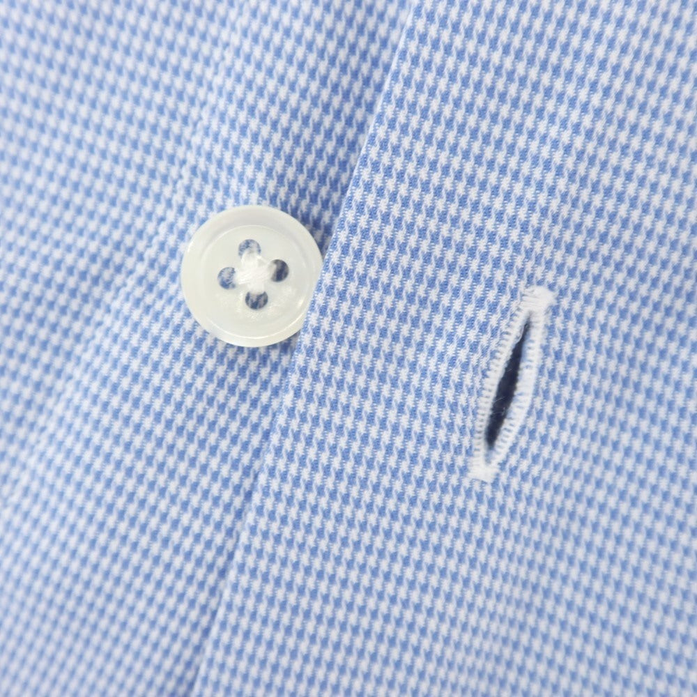 [Used] Italstyle Cotton Houndstooth Wide Collar Dress Shirt Blue [37] [Condition Rank C] [Men&