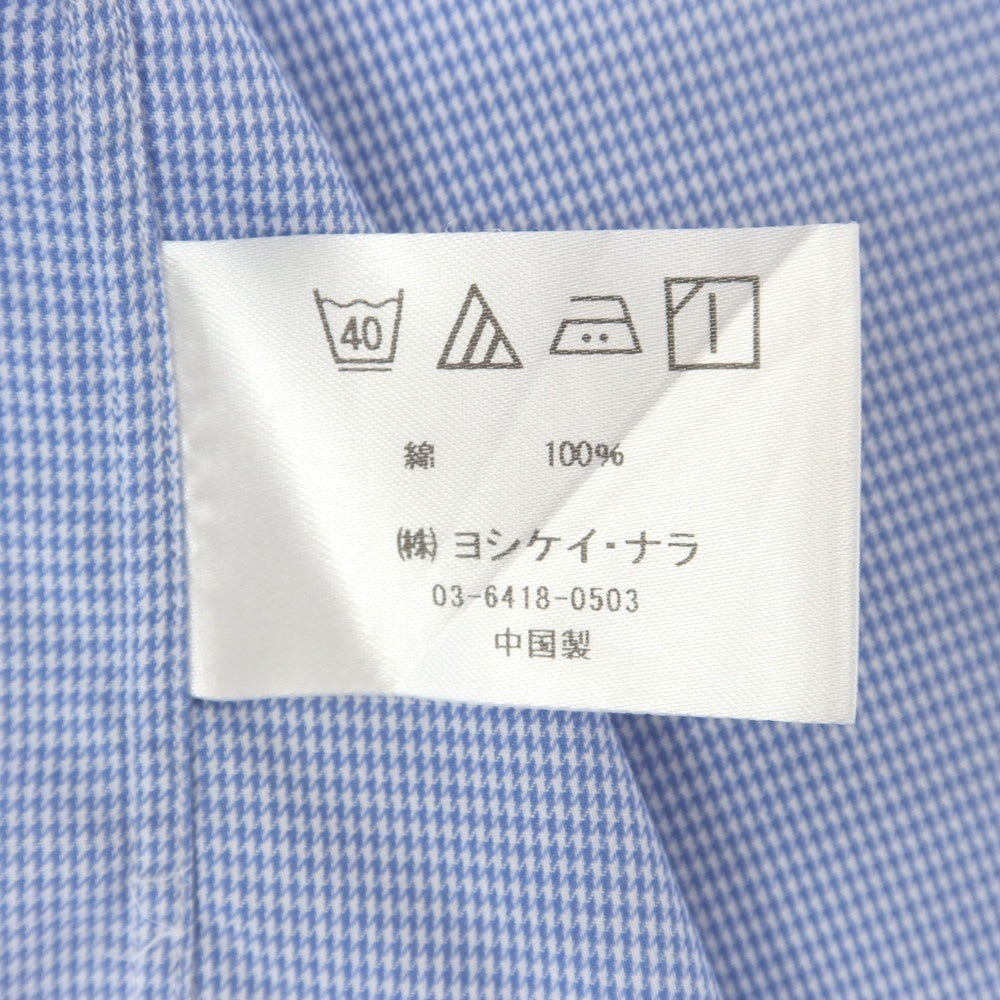 [Used] Italstyle Cotton Houndstooth Wide Collar Dress Shirt Blue [37] [Condition Rank C] [Men&