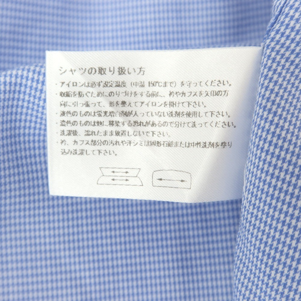 [Used] Italstyle Cotton Houndstooth Wide Collar Dress Shirt Blue [37] [Condition Rank C] [Men&