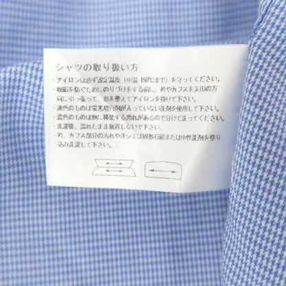 [Used] Italstyle Cotton Houndstooth Wide Collar Dress Shirt Blue [37] [Condition Rank C] [Men&