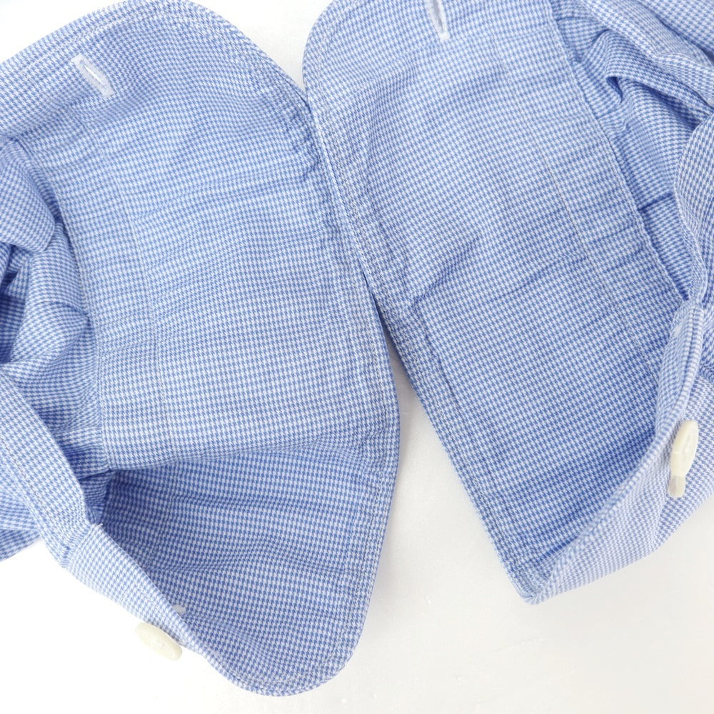 [Used] Italstyle Cotton Houndstooth Wide Collar Dress Shirt Blue [37] [Condition Rank C] [Men&