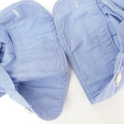 [Used] Italstyle Cotton Houndstooth Wide Collar Dress Shirt Blue [37] [Condition Rank C] [Men&