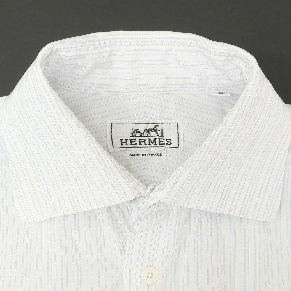 [Used] Hermes HERMES Cotton Pinstripe Wide Collar Dress Shirt White x Blue [39] [Condition Rank C] [Men&