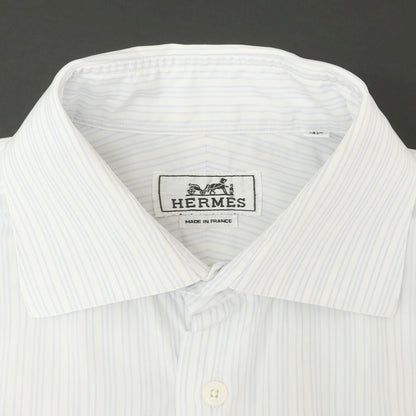 [Used] Hermes HERMES Cotton Pinstripe Wide Collar Dress Shirt White x Blue [39] [Condition Rank C] [Men&