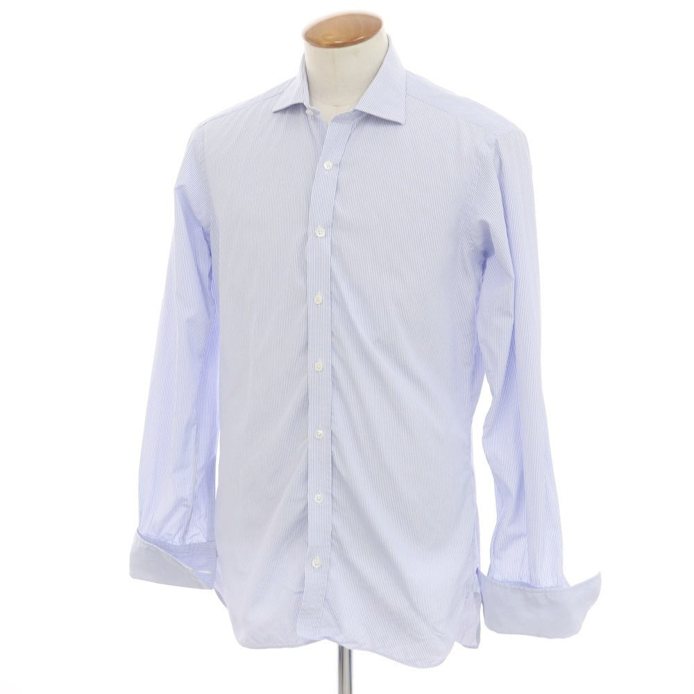 [Used] Turnbull &amp;amp; Asser Cotton Striped Double Cuff Wide Collar Dress Shirt Blue x White [39] [Condition Rank C] [Men&