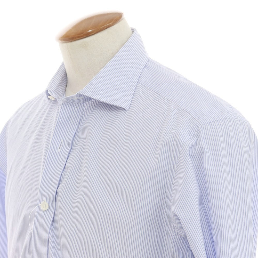 [Used] Turnbull &amp;amp; Asser Cotton Striped Double Cuff Wide Collar Dress Shirt Blue x White [39] [Condition Rank C] [Men&