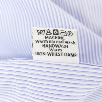 [Used] Turnbull &amp;amp; Asser Cotton Striped Double Cuff Wide Collar Dress Shirt Blue x White [39] [Condition Rank C] [Men&