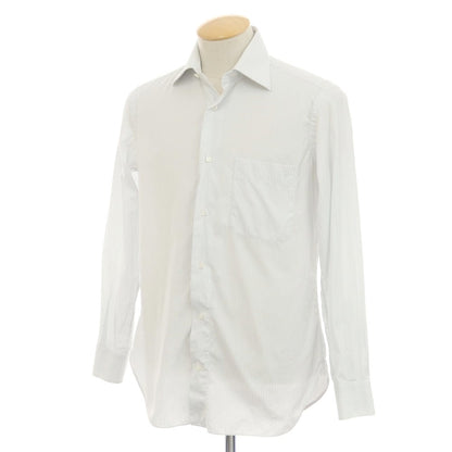[Used] Brioni Cotton Striped Regular Collar Dress Shirt White x Blue Gray [37] [Condition Rank C] [Men&