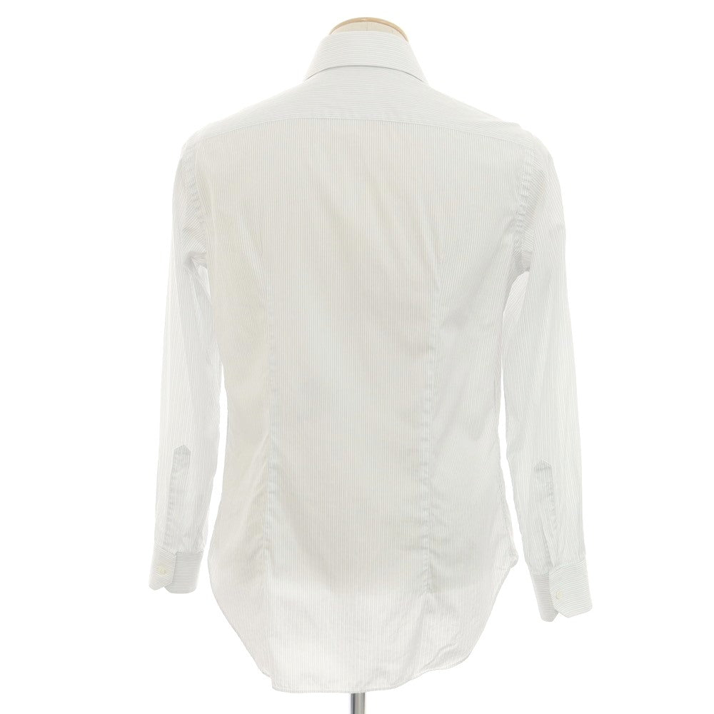 [Used] Brioni Cotton Striped Regular Collar Dress Shirt White x Blue Gray [37] [Condition Rank C] [Men&