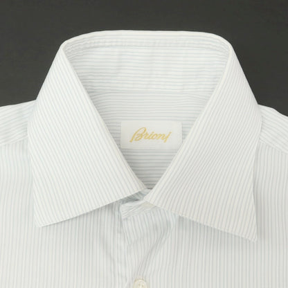 [Used] Brioni Cotton Striped Regular Collar Dress Shirt White x Blue Gray [37] [Condition Rank C] [Men&