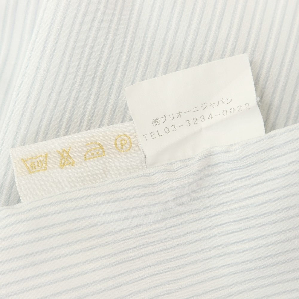 [Used] Brioni Cotton Striped Regular Collar Dress Shirt White x Blue Gray [37] [Condition Rank C] [Men&