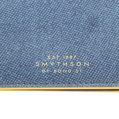 【中古】スマイソン SMYTHSON プリントレザー 二つ折り財布 ブルーxネイビー【 状態ランクB 】【 メンズ 】