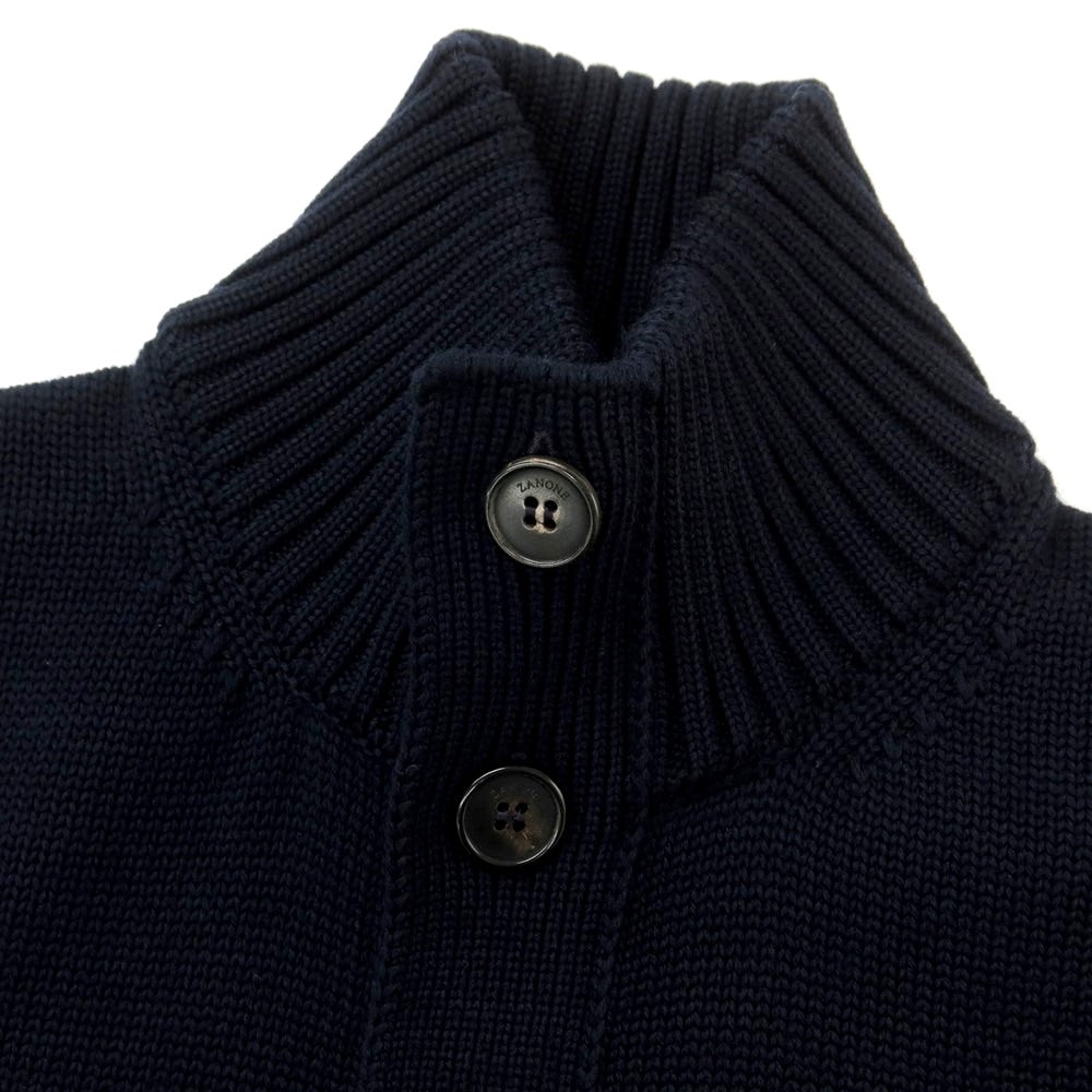 [New] ZANONE CHIOTO Kyoto Mid-gauge Wool Stand Collar Cardigan Navy [52] [Condition Rank N] [Men&