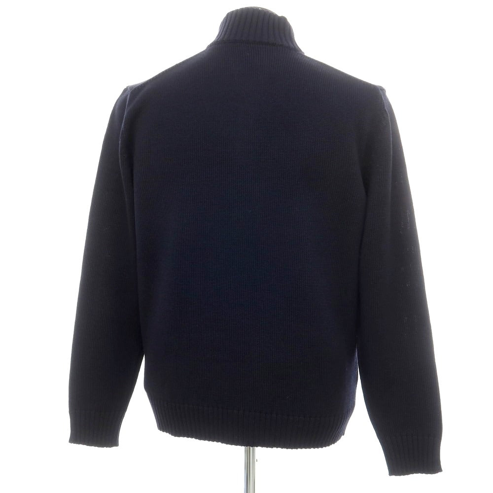 [New] ZANONE CHIOTO Kyoto Mid-gauge Wool Stand Collar Cardigan Navy [52] [Condition Rank N] [Men&