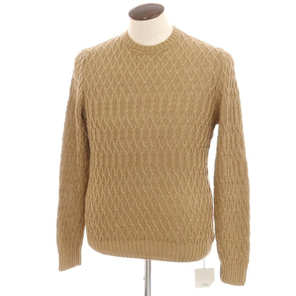 [Used] [Unused] ZANONE Linen Cotton Crew Neck Pullover Knit Camel Beige [50] [Condition Rank S] [Men&